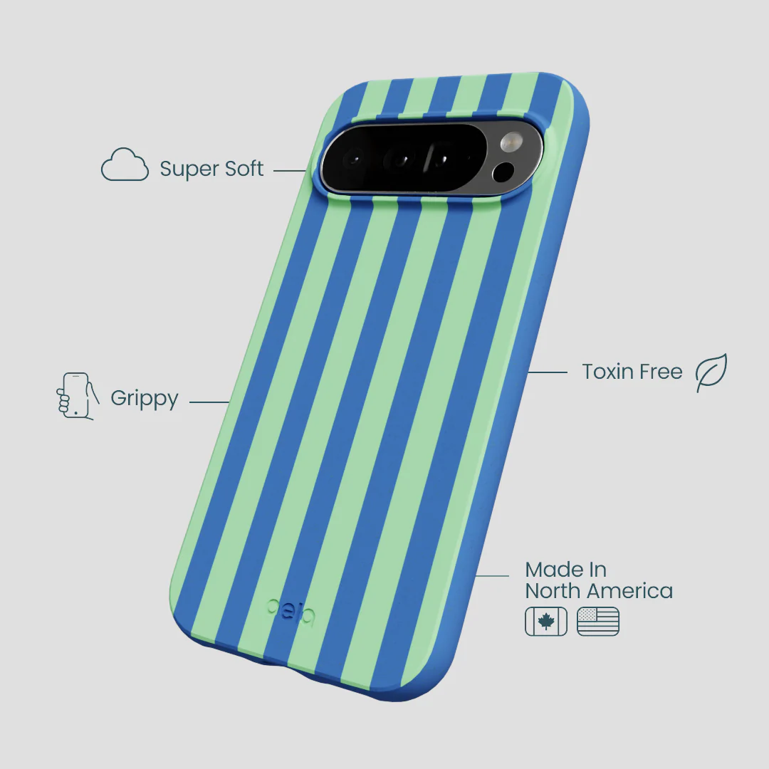 Electric Blue Fresh Green Stripes Google Pixel 10 Pro XL Case - Image 4