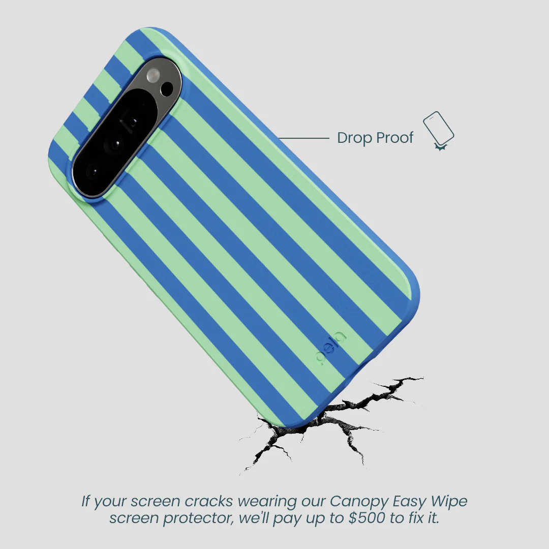 Electric Blue Fresh Green Stripes Google Pixel 10 Pro XL Case - Image 5