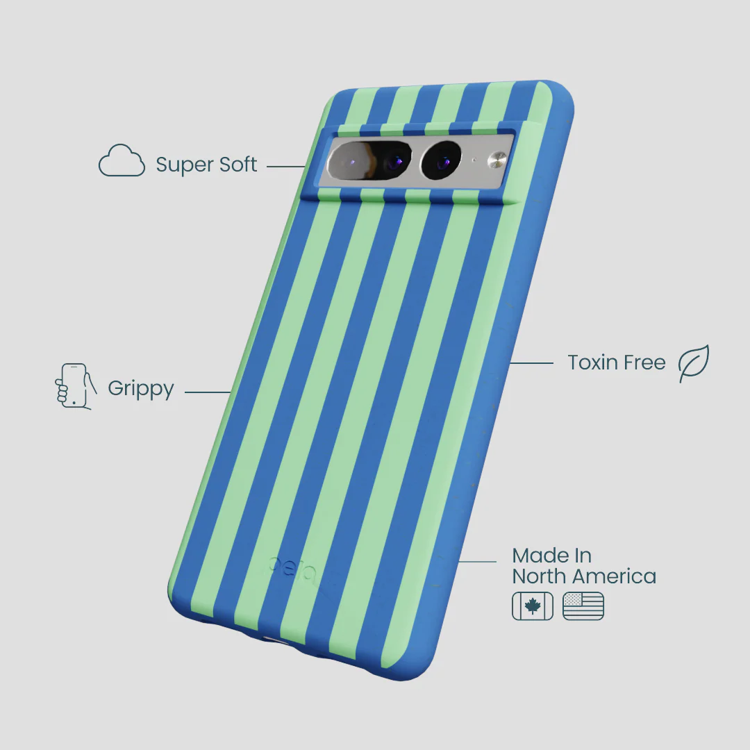 Electric Blue Fresh Green Stripes Google Pixel 7 Pro Case - Image 4