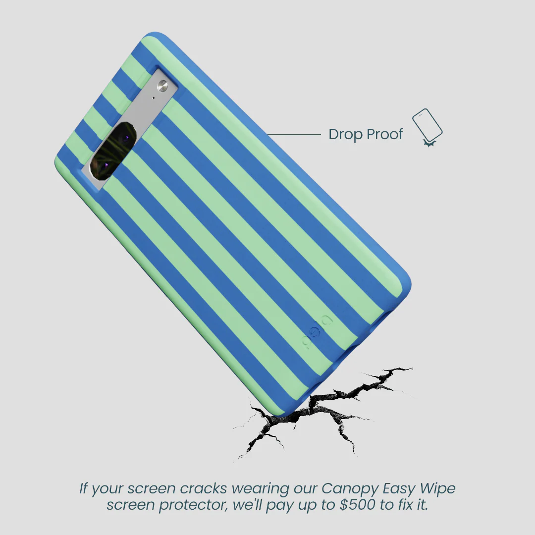 Electric Blue Fresh Green Stripes Google Pixel 7a Case - Image 5