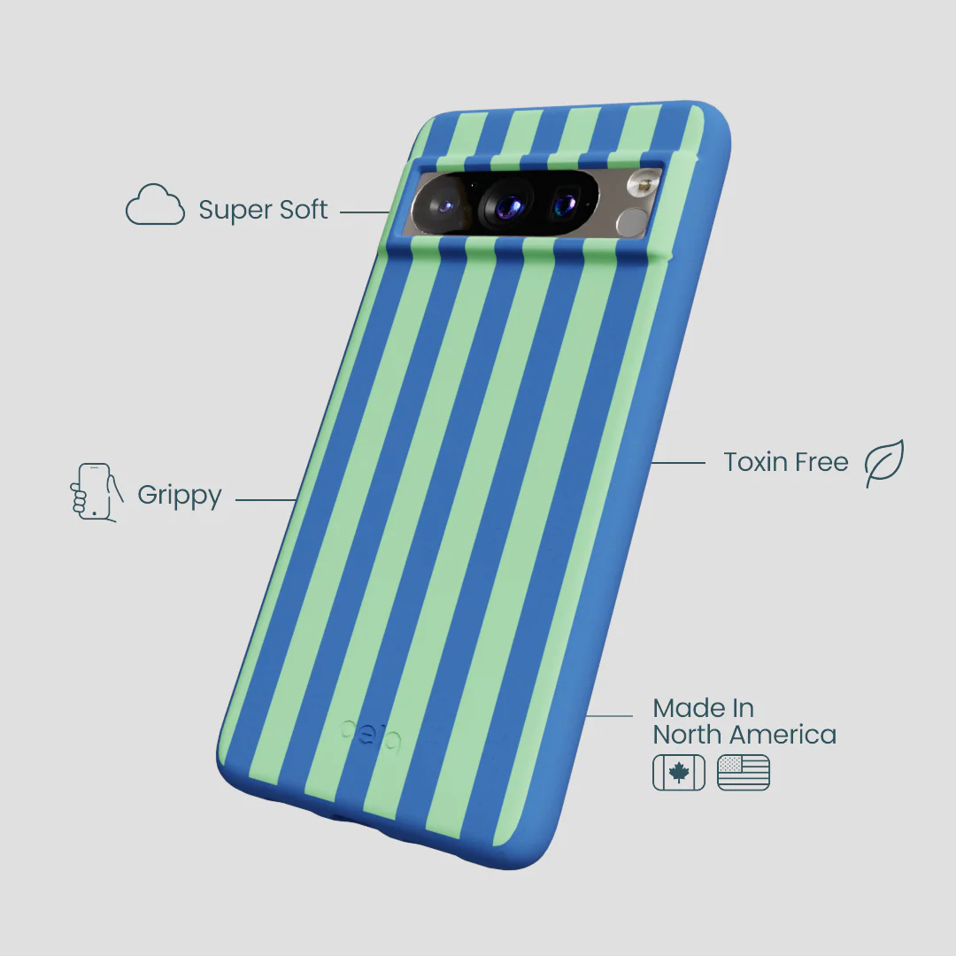 Electric Blue Fresh Green Stripes Google Pixel 8 Pro Case - Image 4