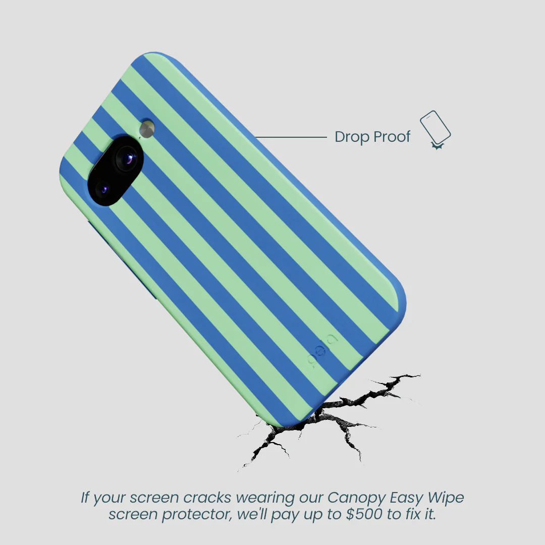 Electric Blue Fresh Green Stripes Google Pixel 9a Case - Image 5