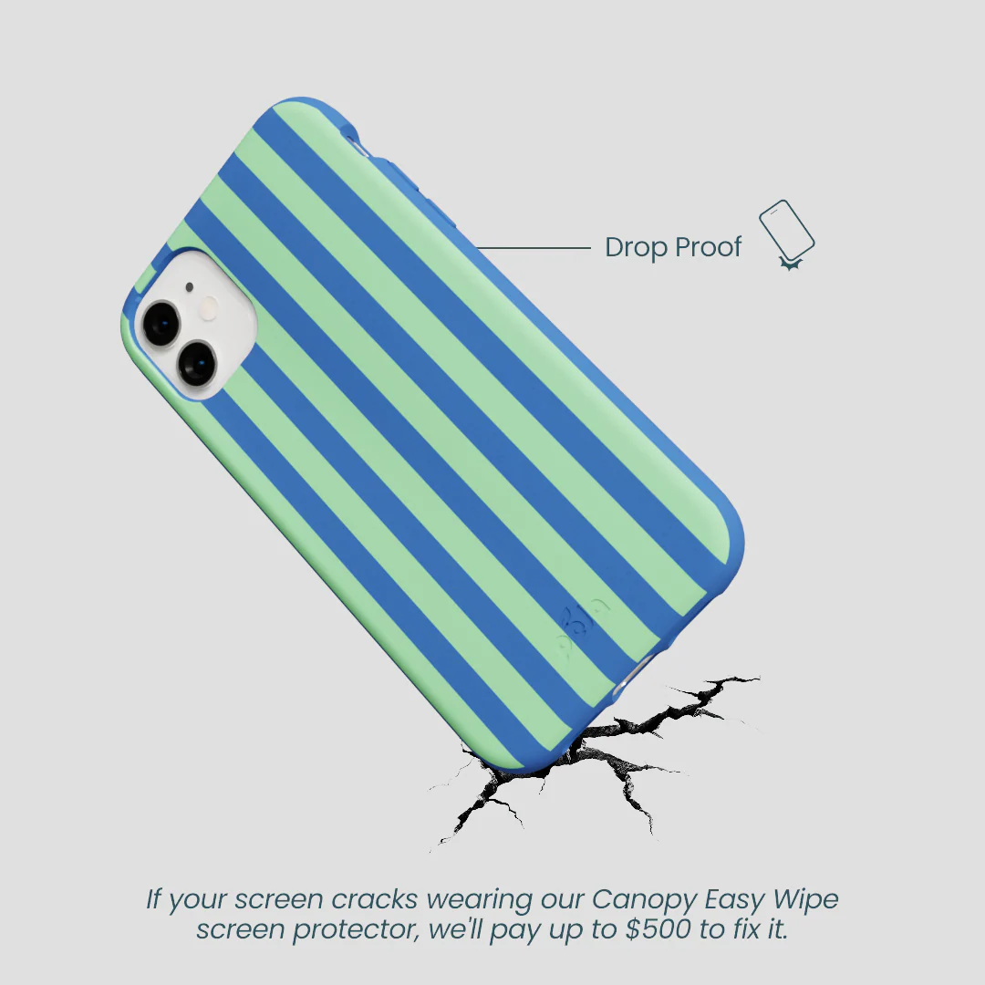 Electric Blue Fresh Green Stripes iPhone 11 Case - Image 5