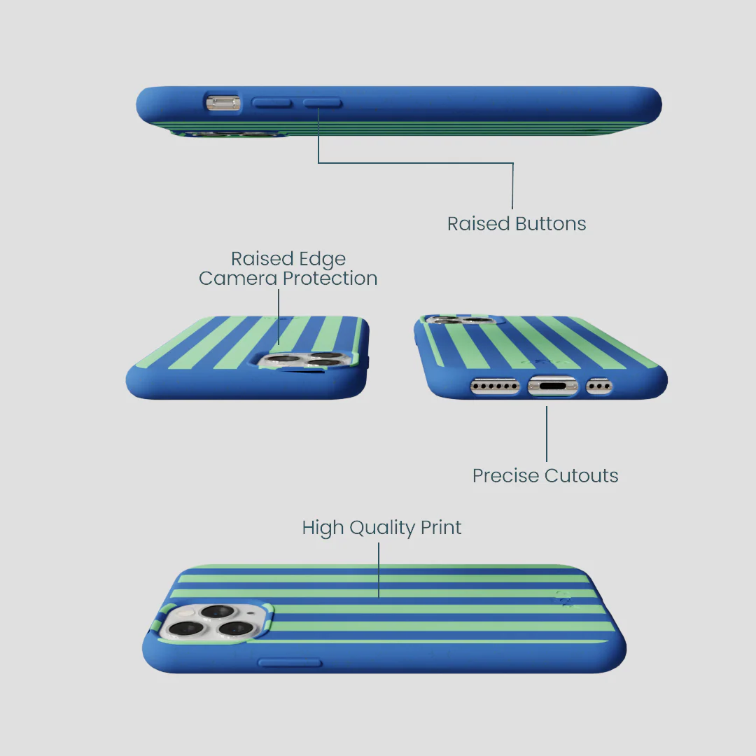 Electric Blue Fresh Green Stripes iPhone 11 Pro Case - Image 3