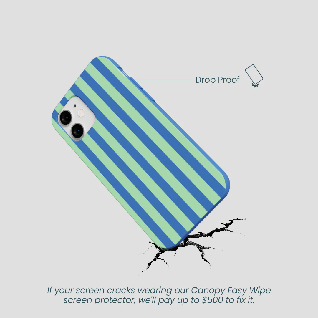 Electric Blue Fresh Green Stripes iPhone 12 Mini Case - Image 5