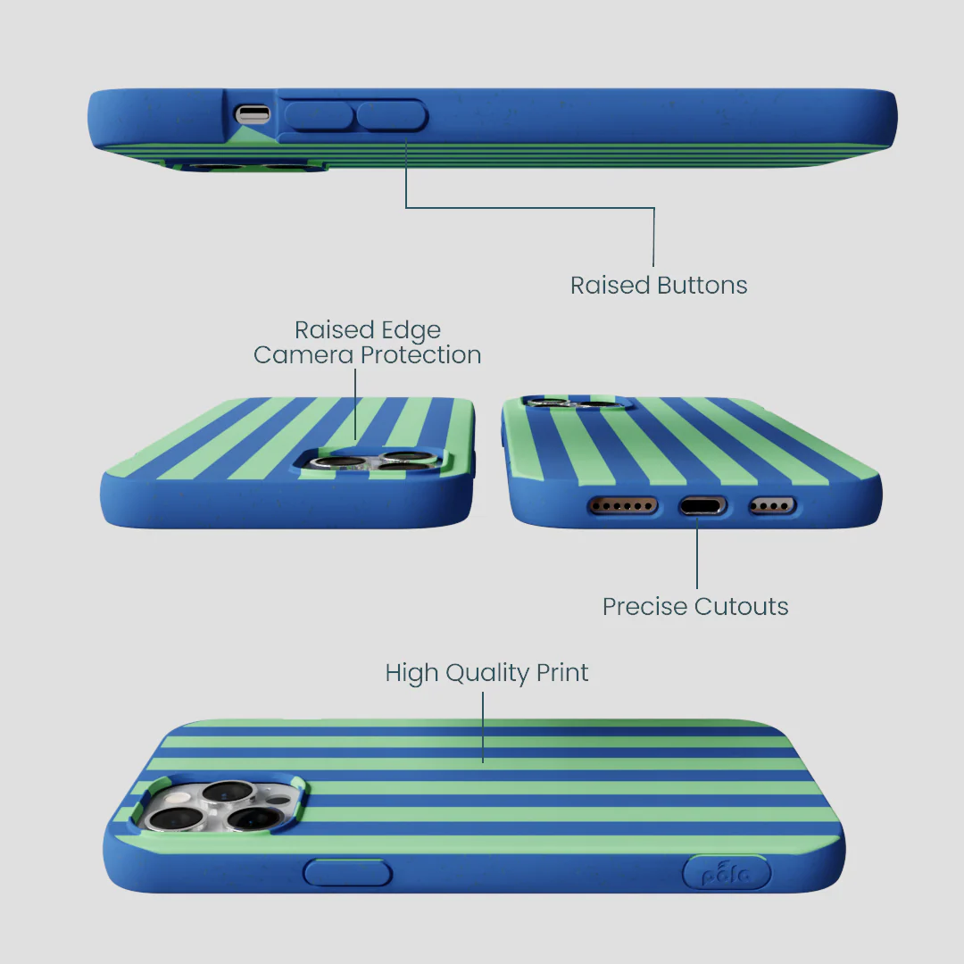 Electric Blue Fresh Green Stripes iPhone 12 Pro Max Case - Image 3