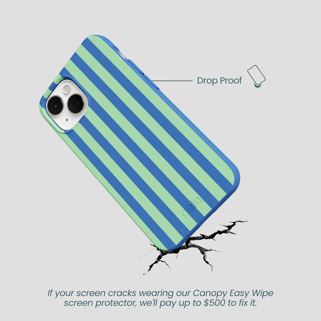 Electric Blue Fresh Green Stripes iPhone 13 Case - Image 5