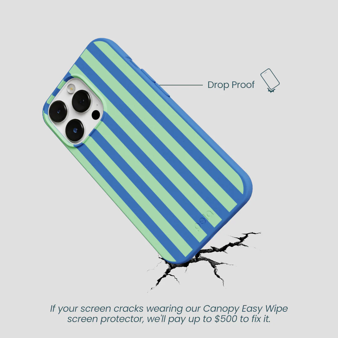 Electric Blue Fresh Green Stripes iPhone 13 Pro Case - Image 5