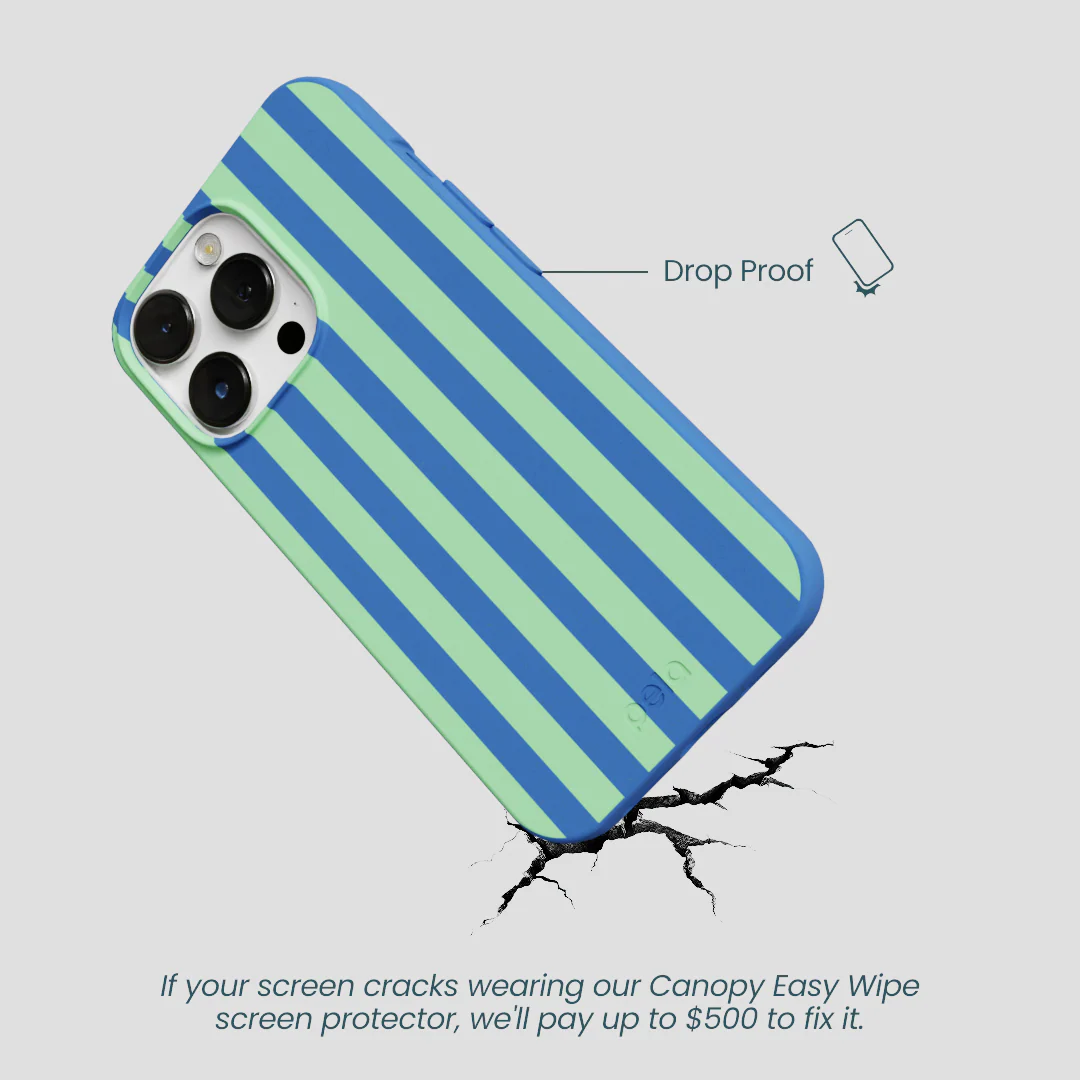 Electric Blue Fresh Green Stripes iPhone 13 Pro Max Case - Image 5