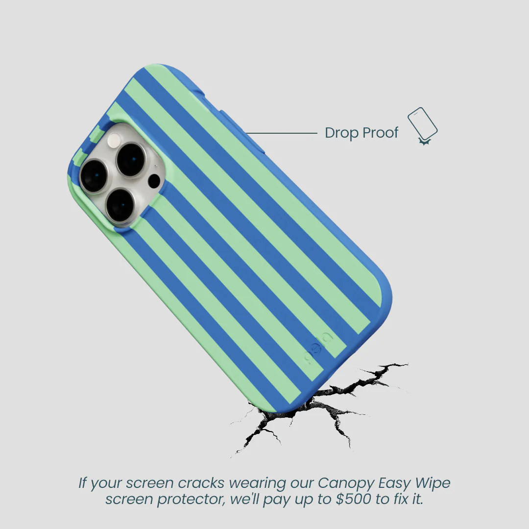 Electric Blue Fresh Green Stripes iPhone 14 Pro Case - Image 5