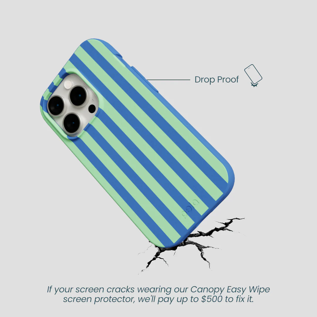 Electric Blue Fresh Green Stripes iPhone 15 Pro Case - Image 5