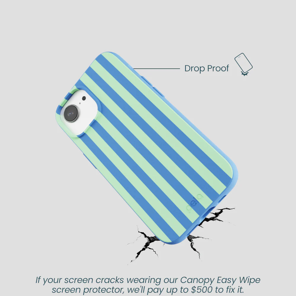 Electric Blue Fresh Green Stripes iPhone 16e/17e Case - Image 5