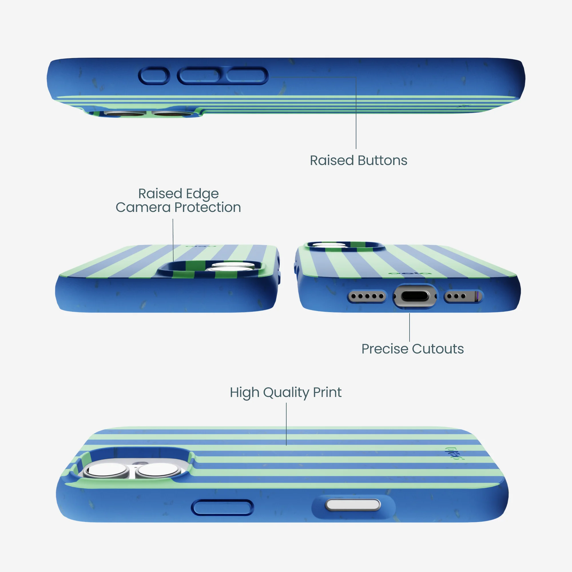 Electric Blue Fresh Green Stripes iPhone 17 Case - Image 3