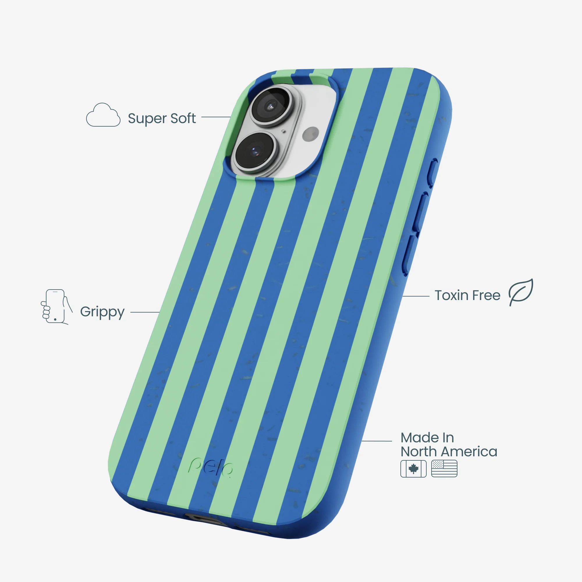 Electric Blue Fresh Green Stripes iPhone 17 Case - Image 4