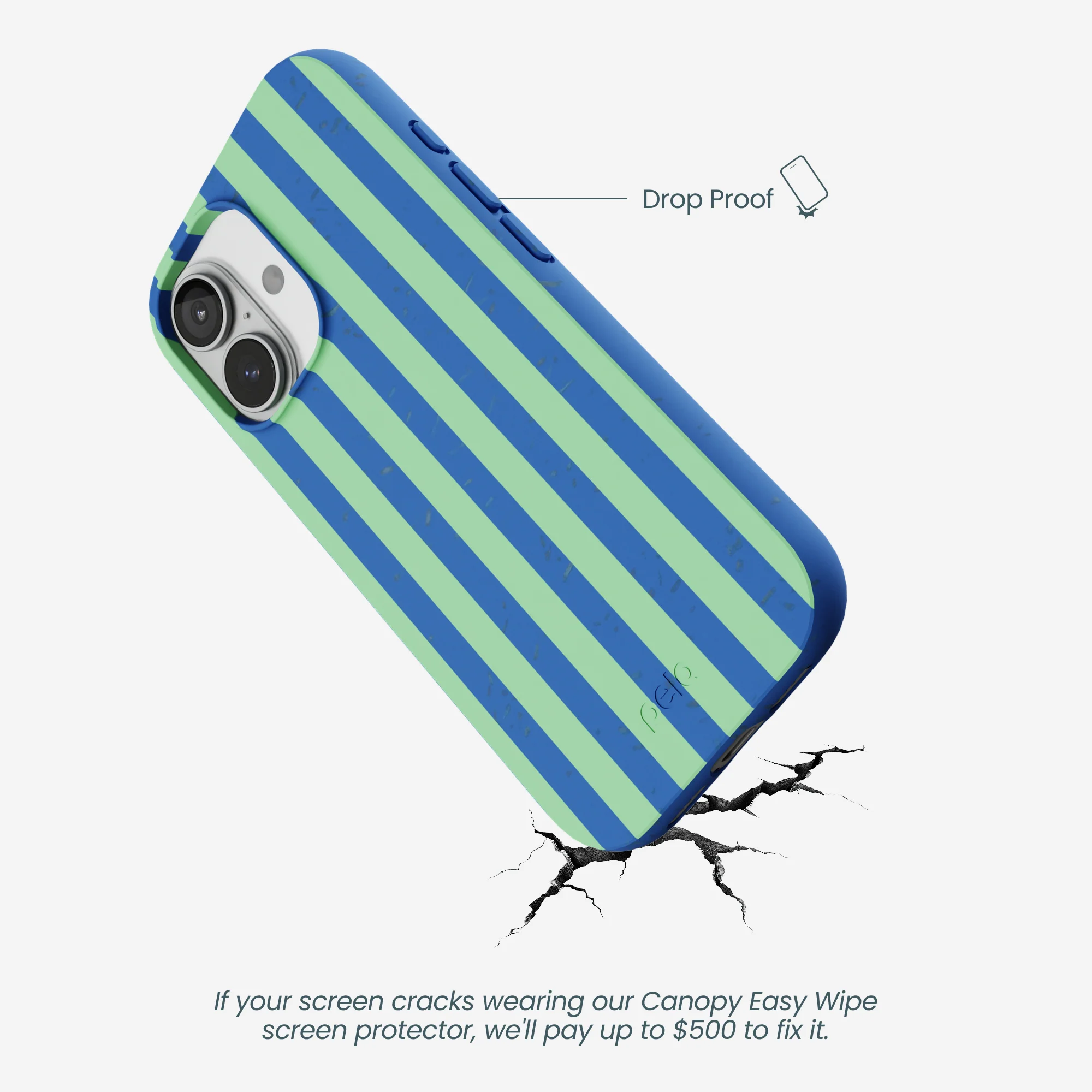 Electric Blue Fresh Green Stripes iPhone 17 Case - Image 5