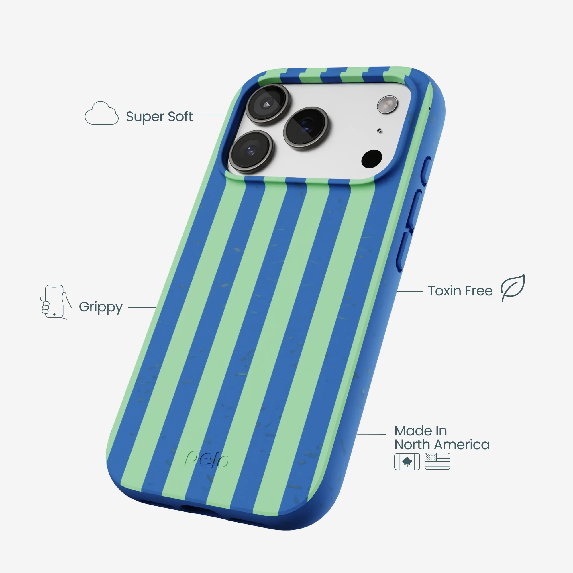 Electric Blue Fresh Green Stripes iPhone 17 Pro Case - Image 4
