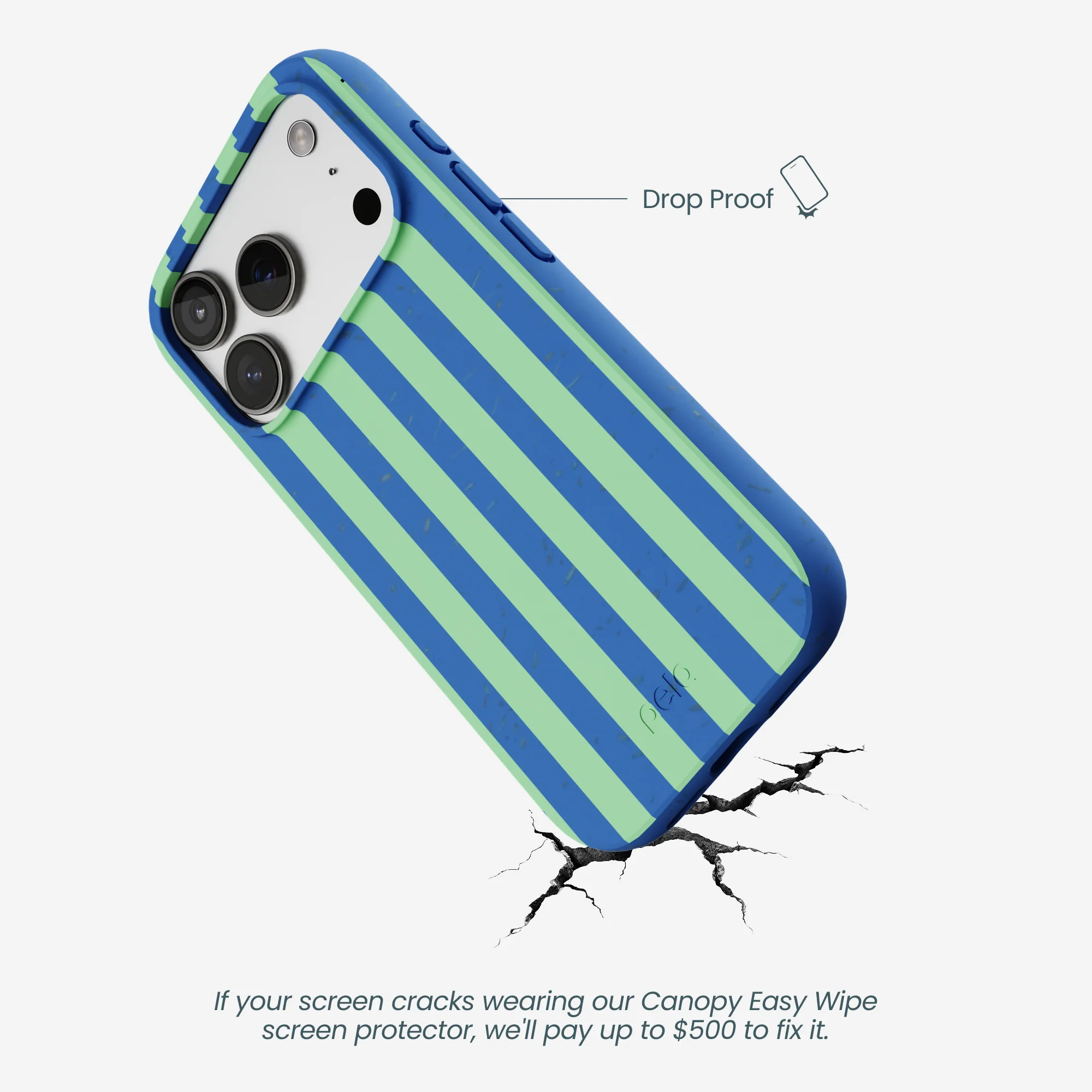 Electric Blue Fresh Green Stripes iPhone 17 Pro Case - Image 5