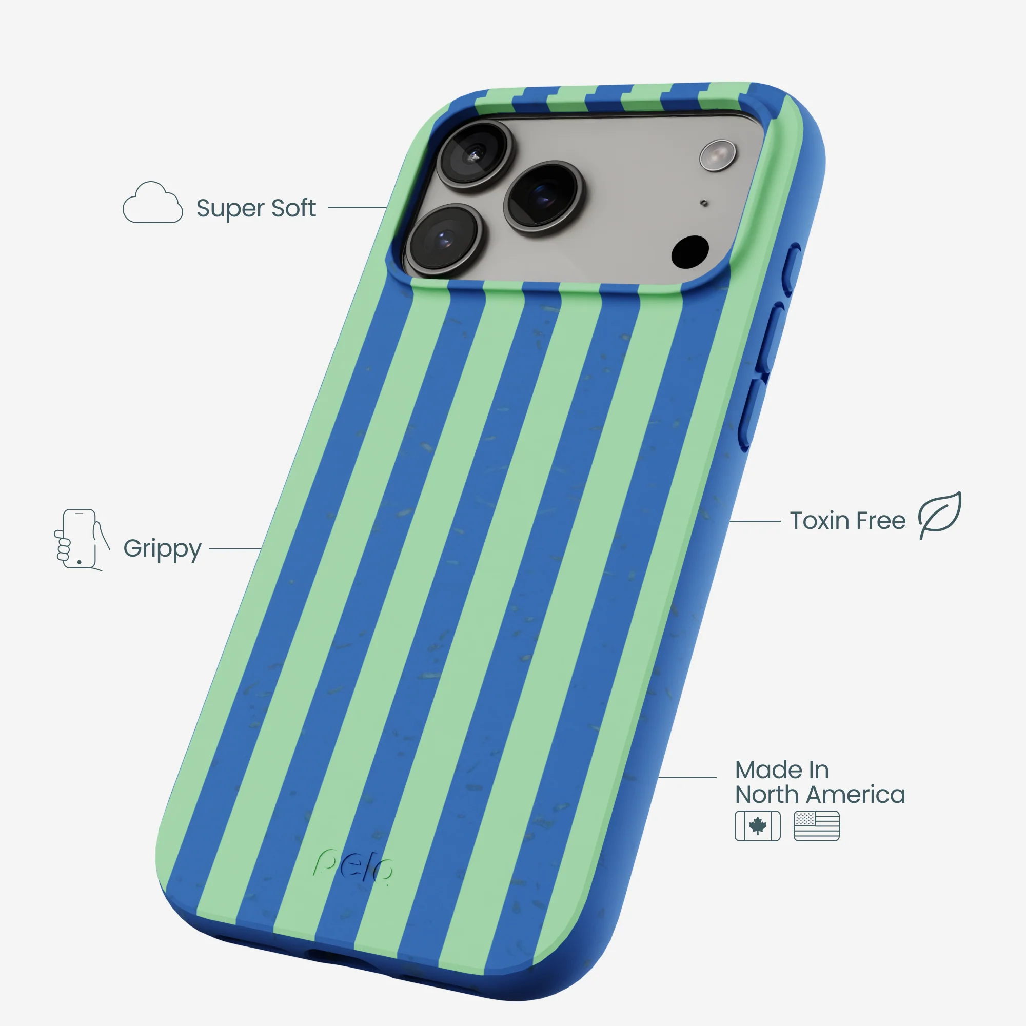 Electric Blue Fresh Green Stripes iPhone 17 Pro Max Case - Image 4