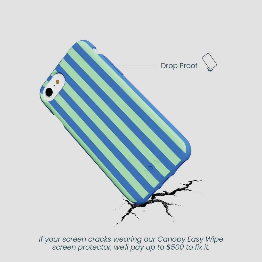 Electric Blue Fresh Green Stripes iPhone 6/6s/7/8/SE Case - Image 5