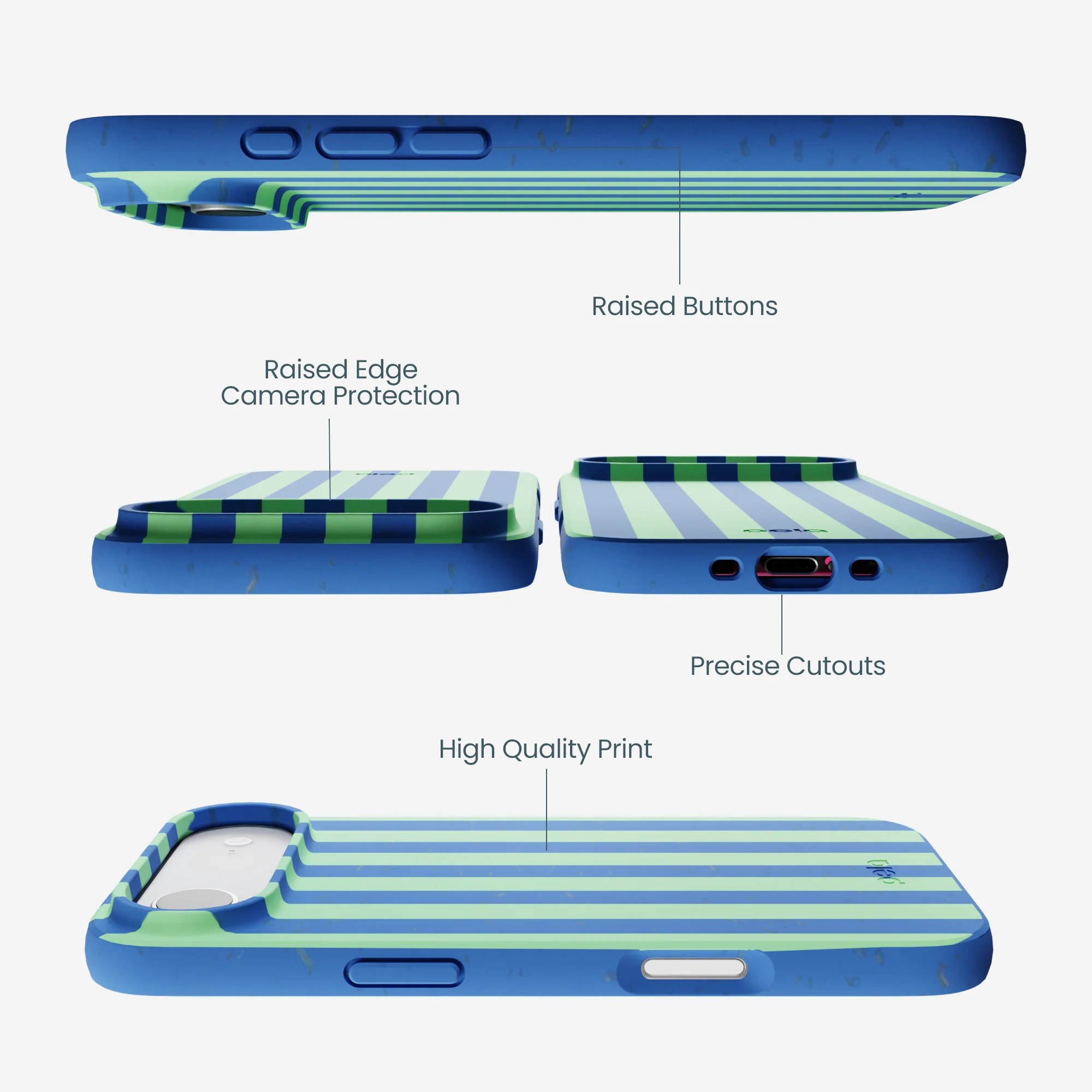 Electric Blue Fresh Green Stripes iPhone Air Case - Image 3