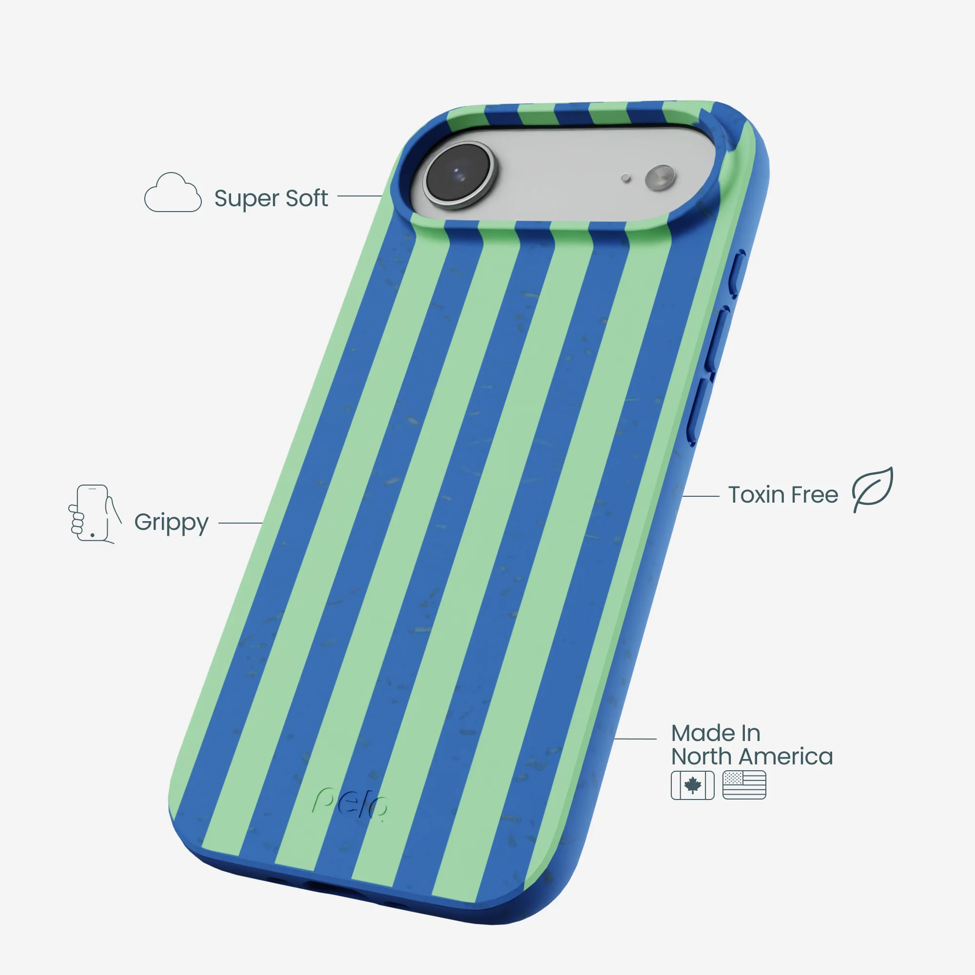 Electric Blue Fresh Green Stripes iPhone Air Case - Image 4