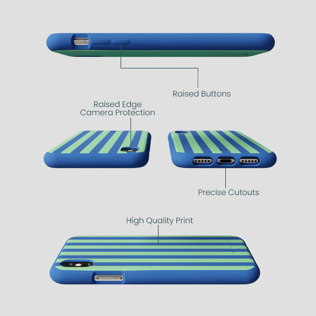 Electric Blue Fresh Green Stripes iPhone XR Case - Image 3