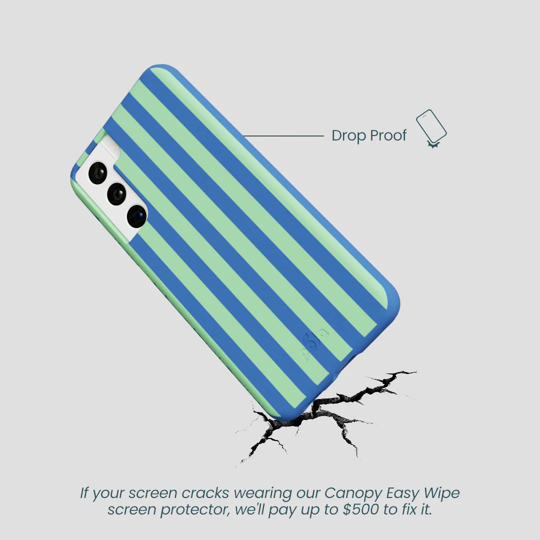 Electric Blue Fresh Green Stripes Samsung Galaxy S21 Case - Image 5