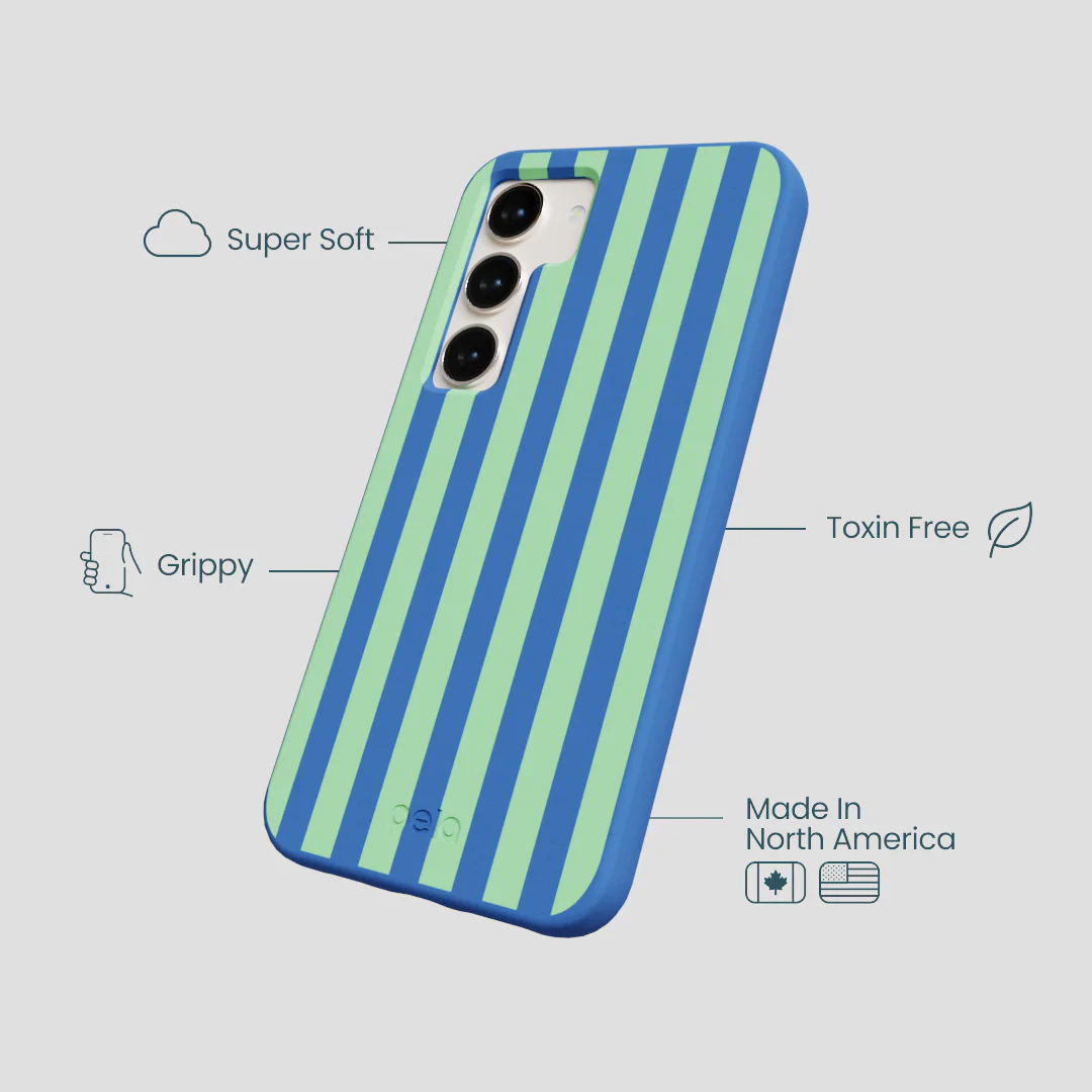 Electric Blue Fresh Green Stripes Samsung Galaxy S23 Case - Image 4