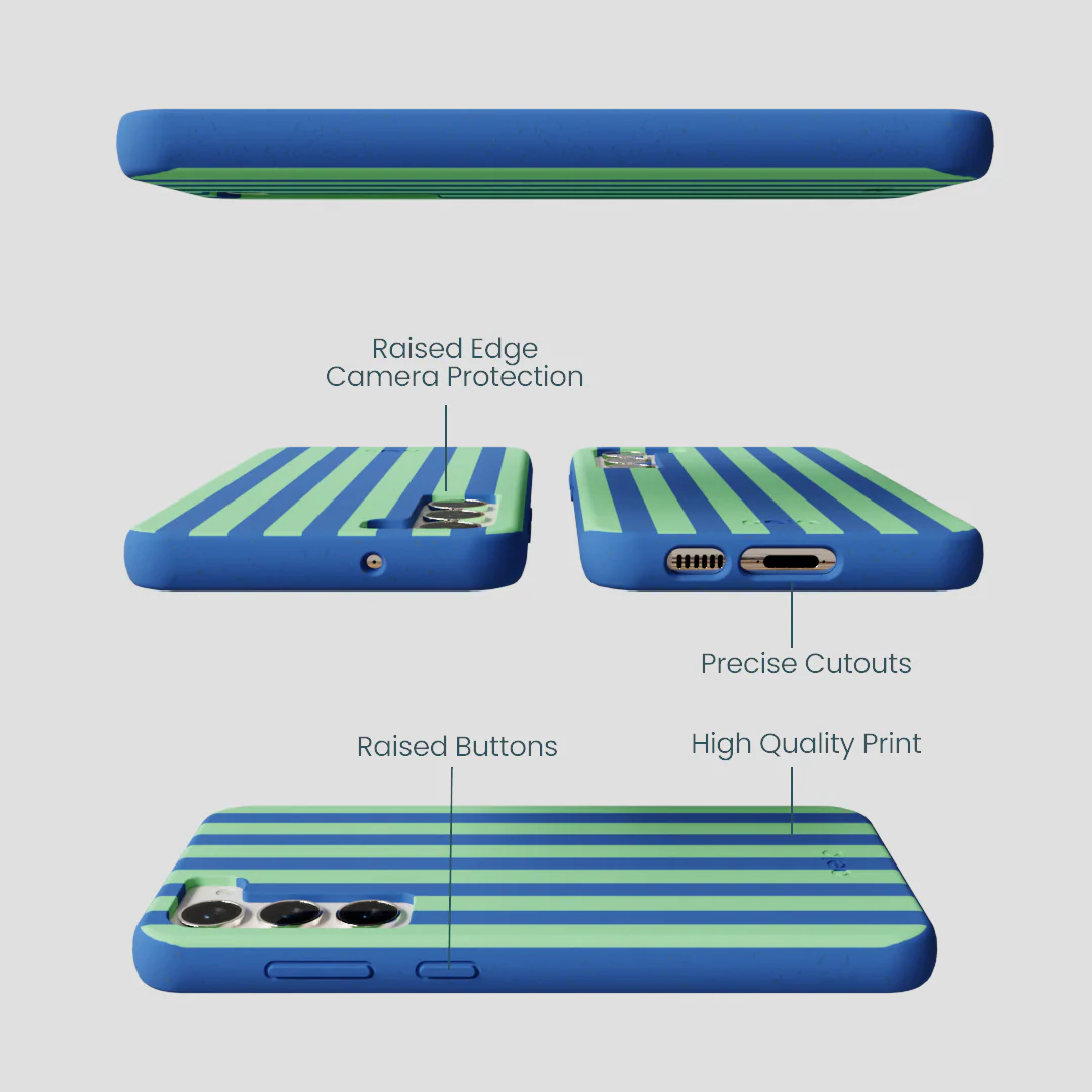 Electric Blue Fresh Green Stripes Samsung Galaxy S23+(Plus) Case - Image 3