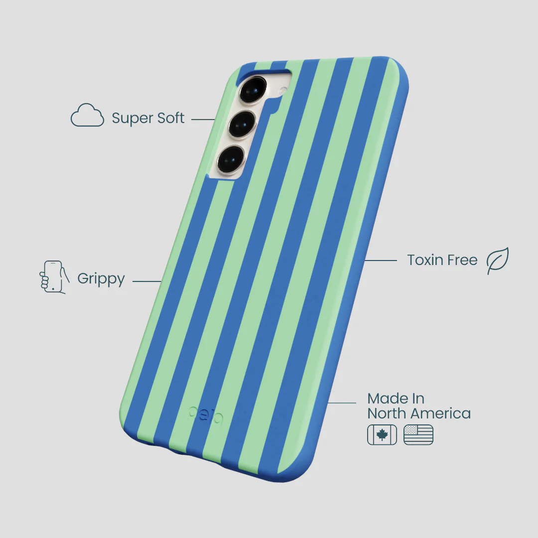 Electric Blue Fresh Green Stripes Samsung Galaxy S24+(Plus) Case - Image 4
