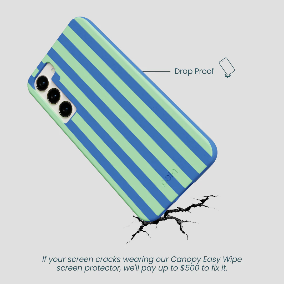 Electric Blue Fresh Green Stripes Samsung Galaxy S24+(Plus) Case - Image 5