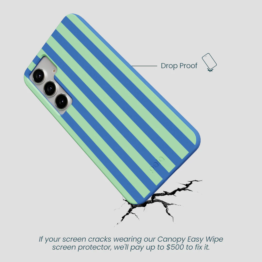 Electric Blue Fresh Green Stripes Samsung Galaxy S25+(Plus) Case - Image 5