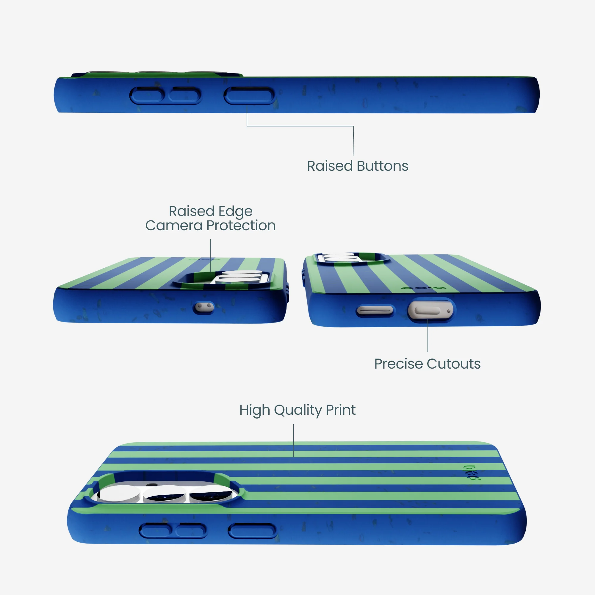 Electric Blue Fresh Green Stripes Samsung Galaxy S26 Case - Image 3