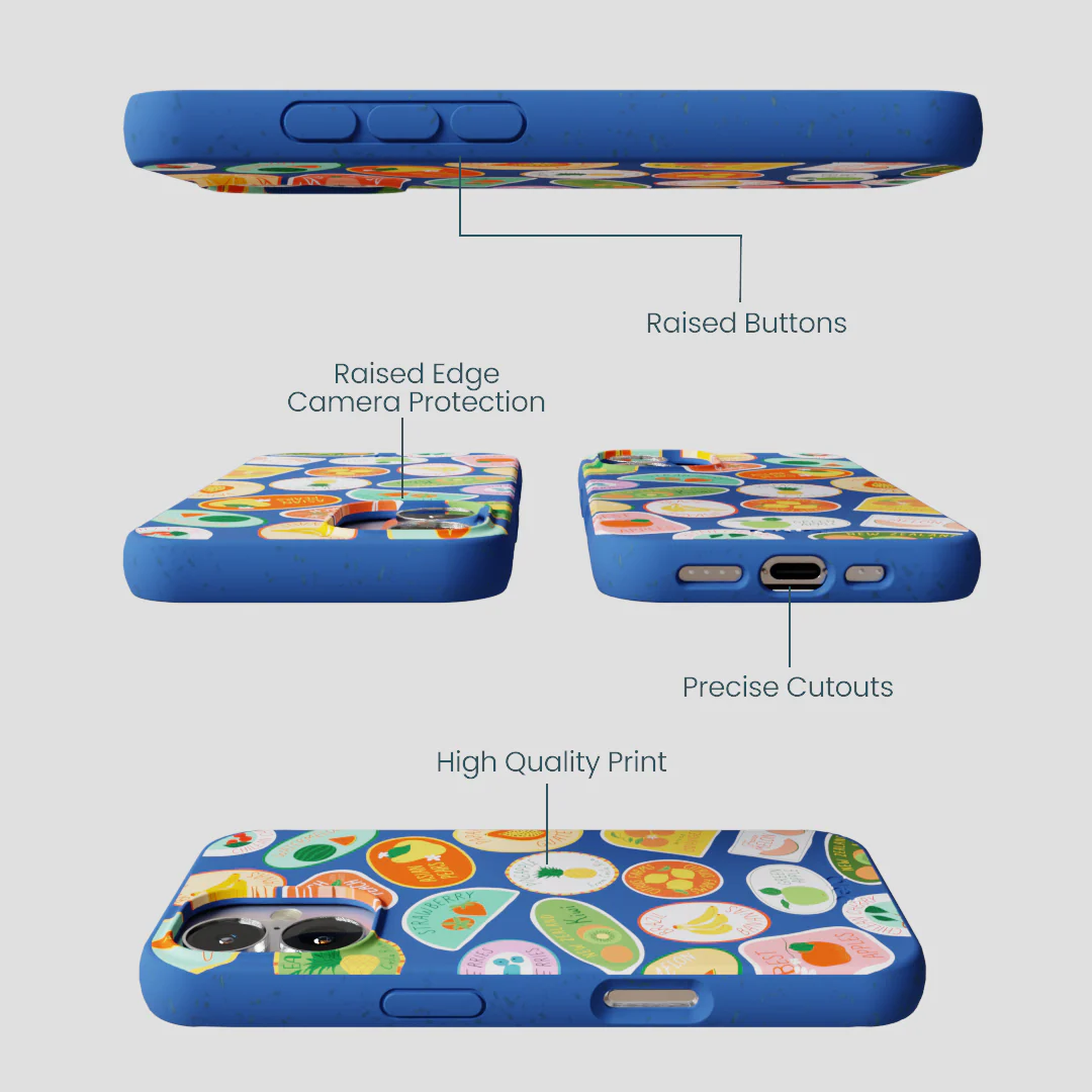 Electric Blue Frutti Club iPhone 16 Case - Image 3