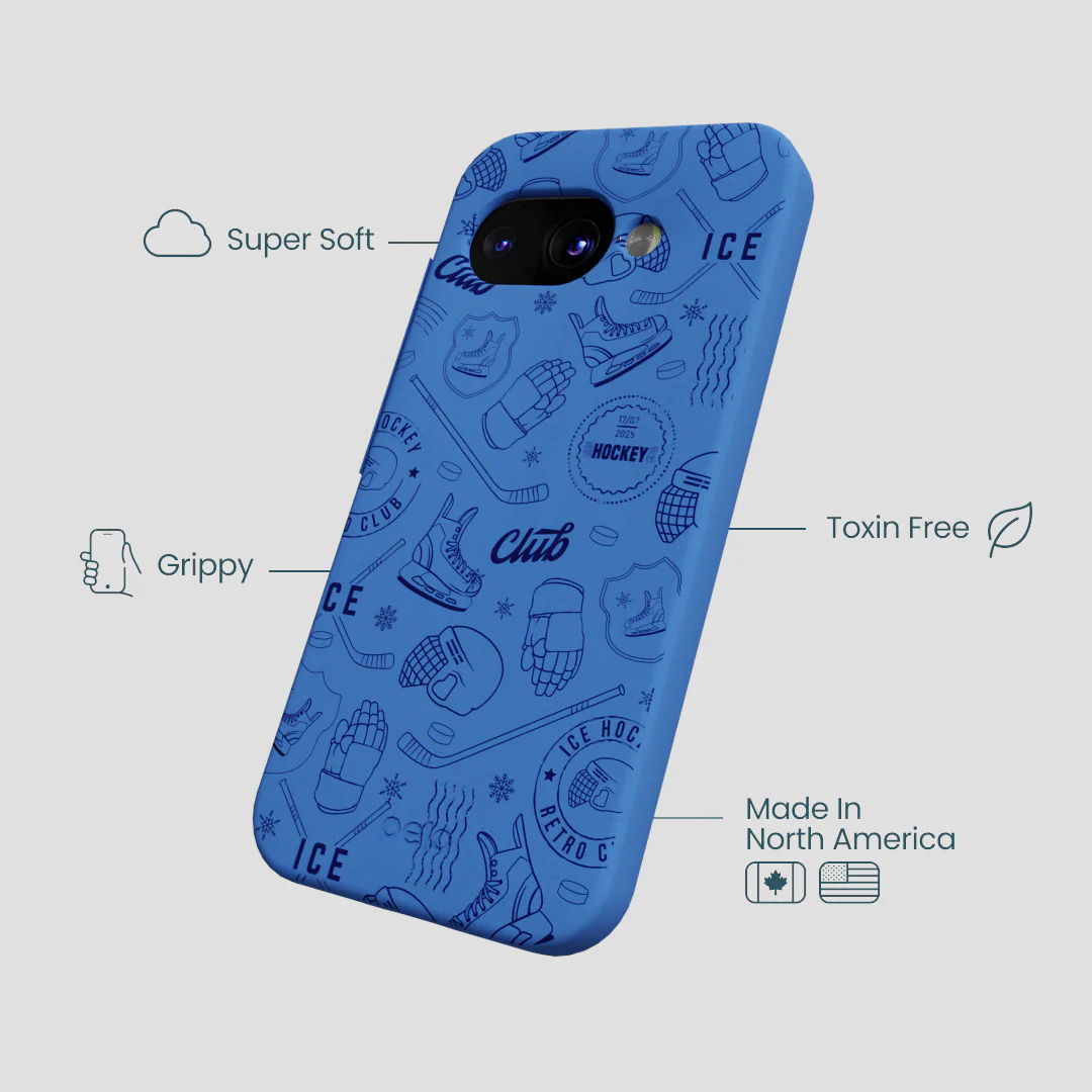 Electric Blue Hockey Postage Google Pixel 9a Case - Image 3