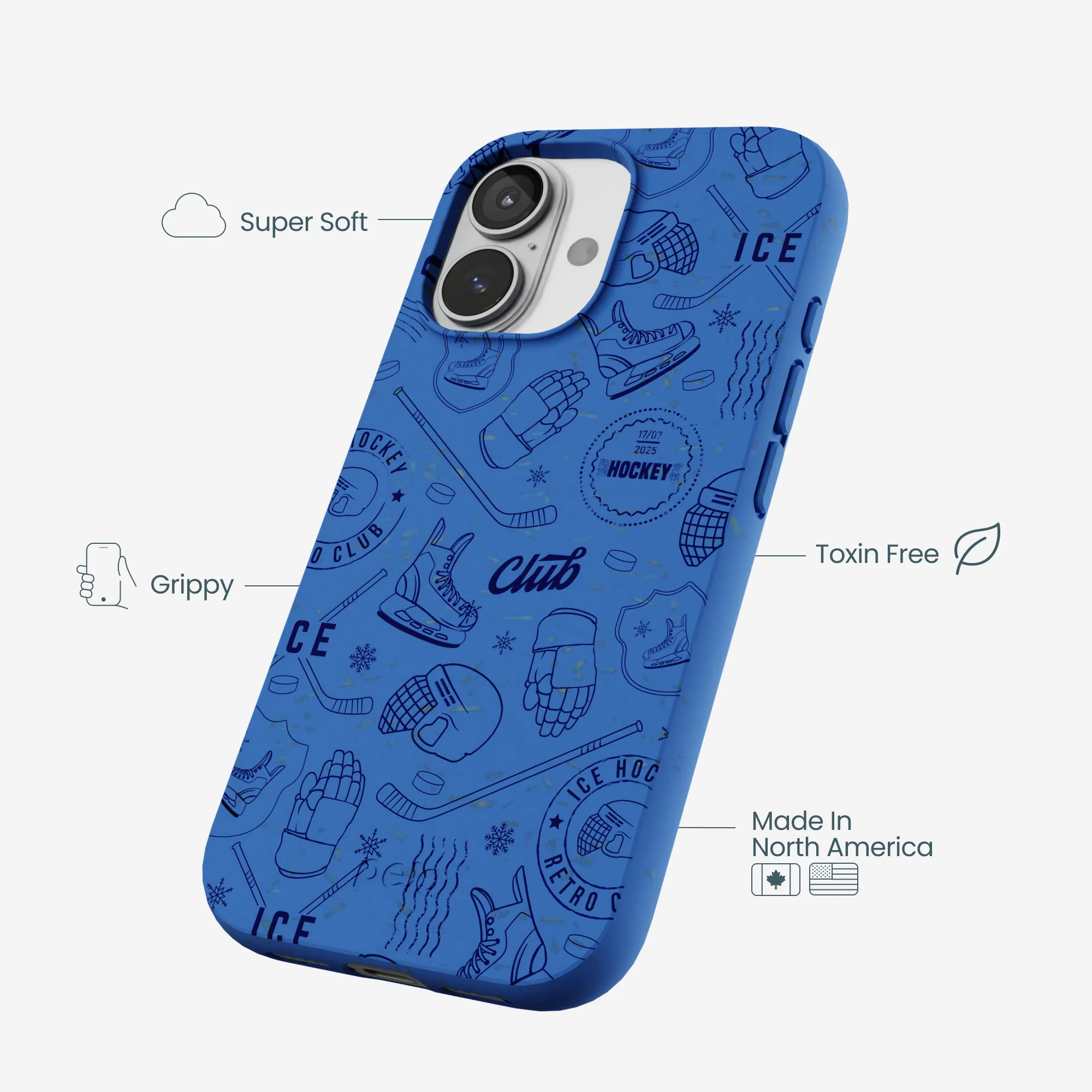 Electric Blue Hockey Postage iPhone 17 Case - Image 4