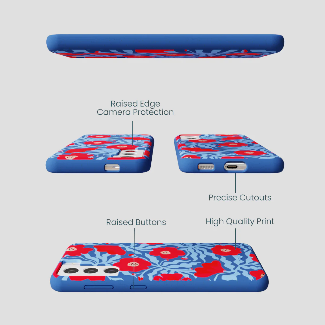 Electric Blue Indigo Ember Samsung Galaxy S21 Case - Image 2