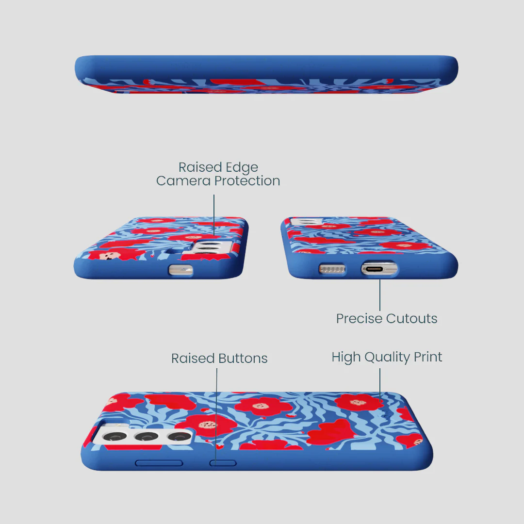Electric Blue Indigo Ember Samsung Galaxy S22 Case - Image 2