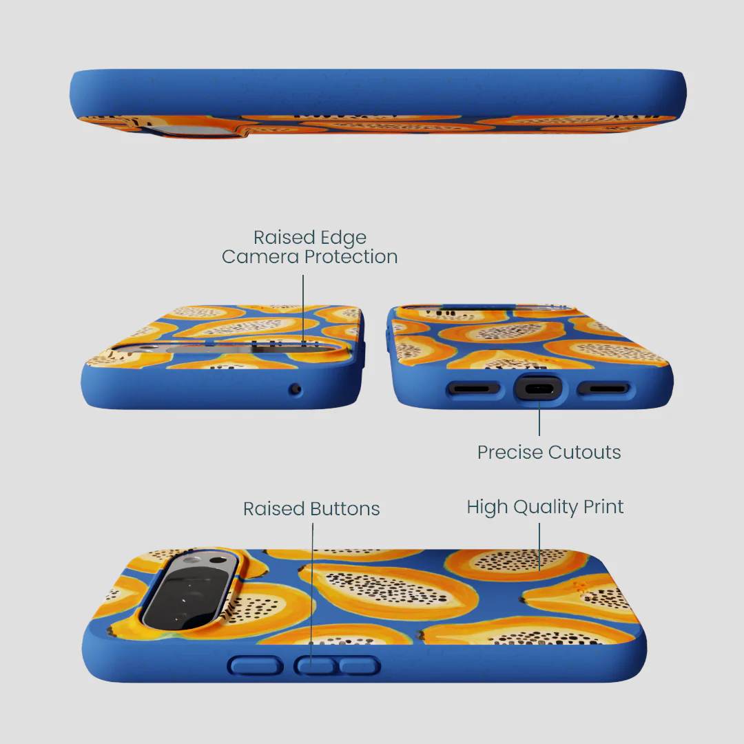Electric Blue Juicy Papayas Google Pixel 10 Pro XL Case - Image 3