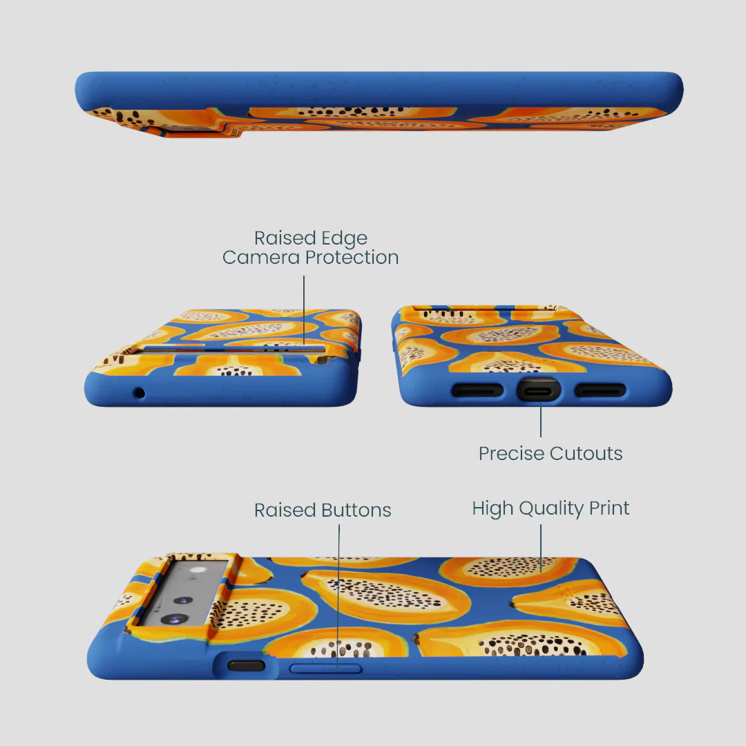 Electric Blue Juicy Papayas Google Pixel 6 Case - Image 3