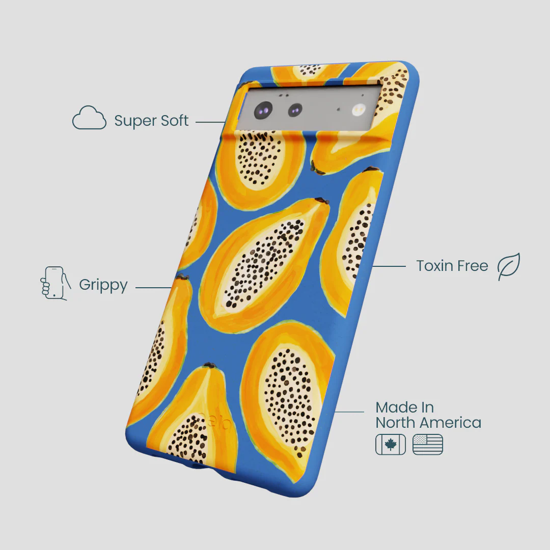 Electric Blue Juicy Papayas Google Pixel 6a Case - Image 4