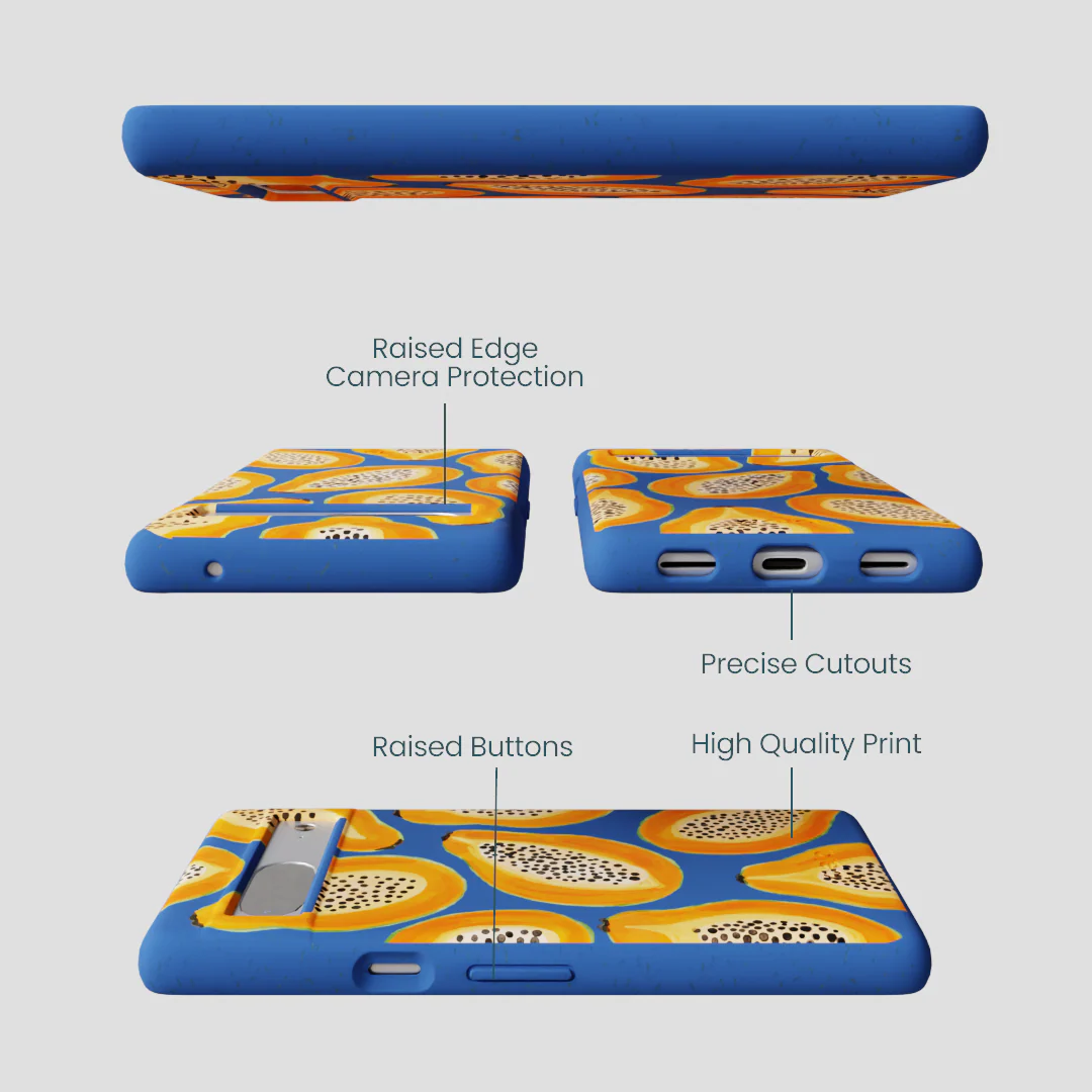Electric Blue Juicy Papayas Google Pixel 7 Case - Image 3