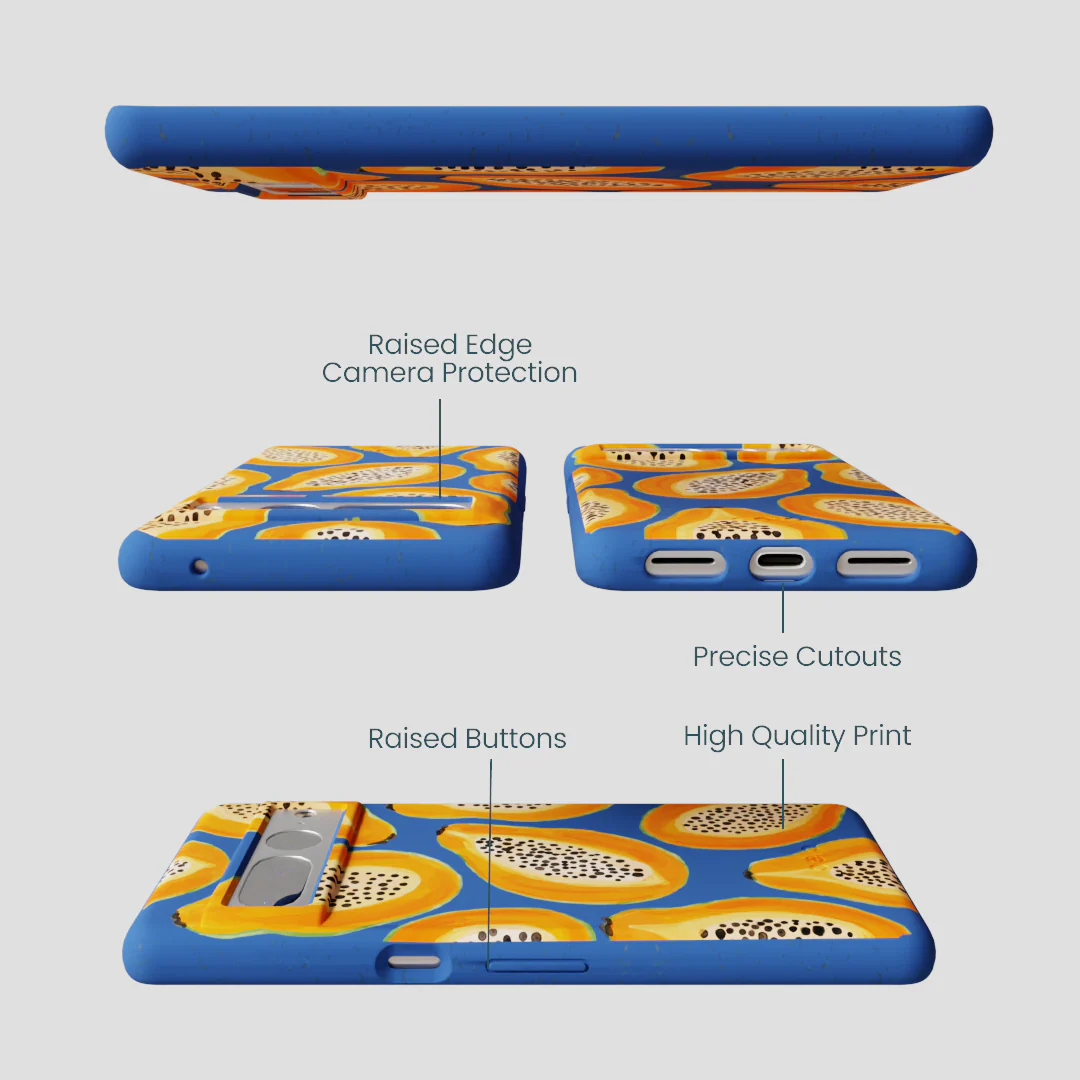 Electric Blue Juicy Papayas Google Pixel 7 Pro Case - Image 3
