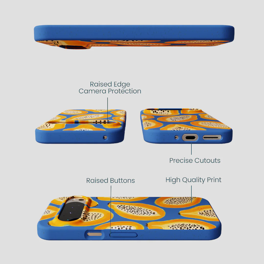 Electric Blue Juicy Papayas Google Pixel 9/9 Pro Case - Image 3