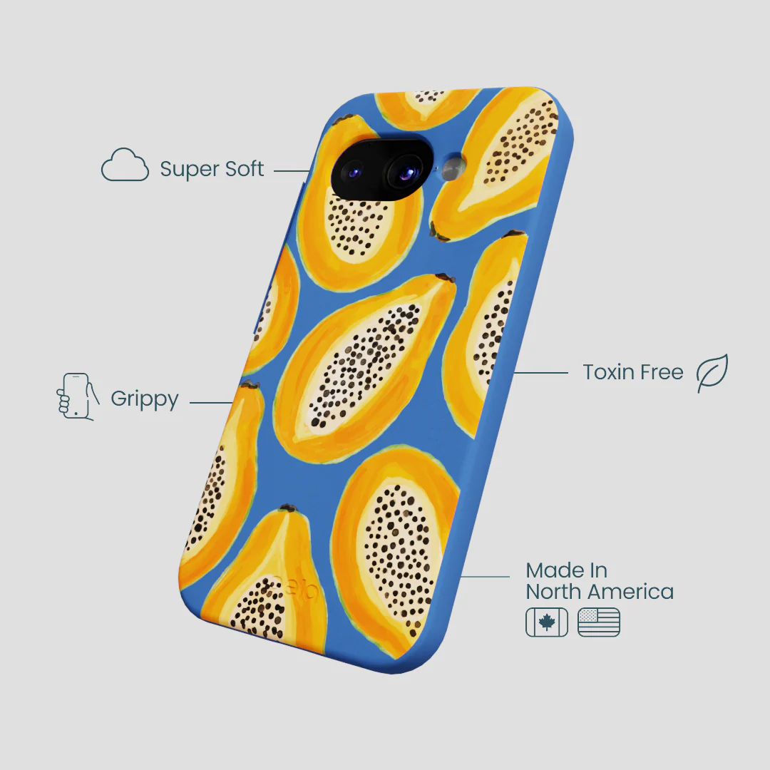Electric Blue Juicy Papayas Google Pixel 9a Case - Image 4