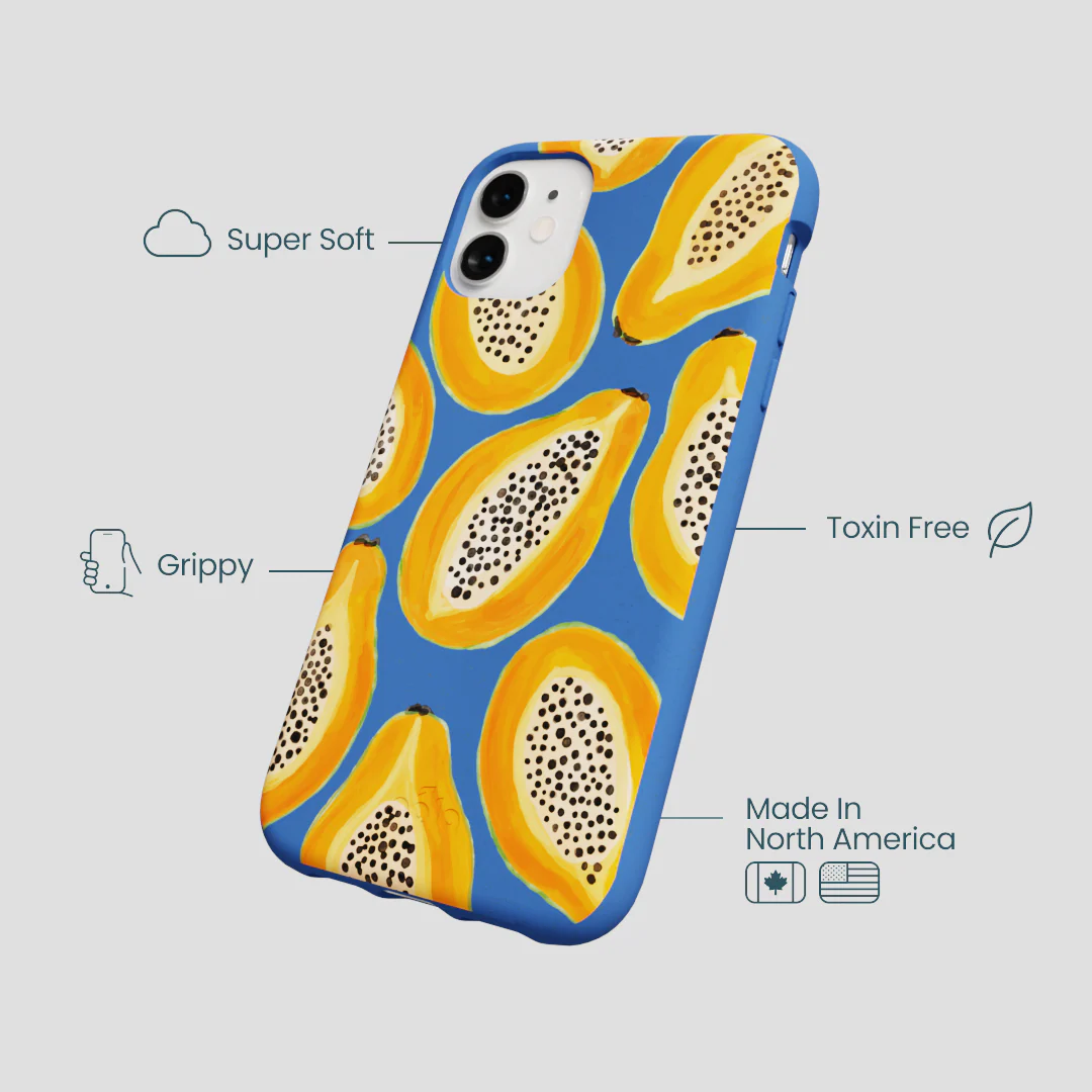 Electric Blue Juicy Papayas iPhone 11 Case - Image 4