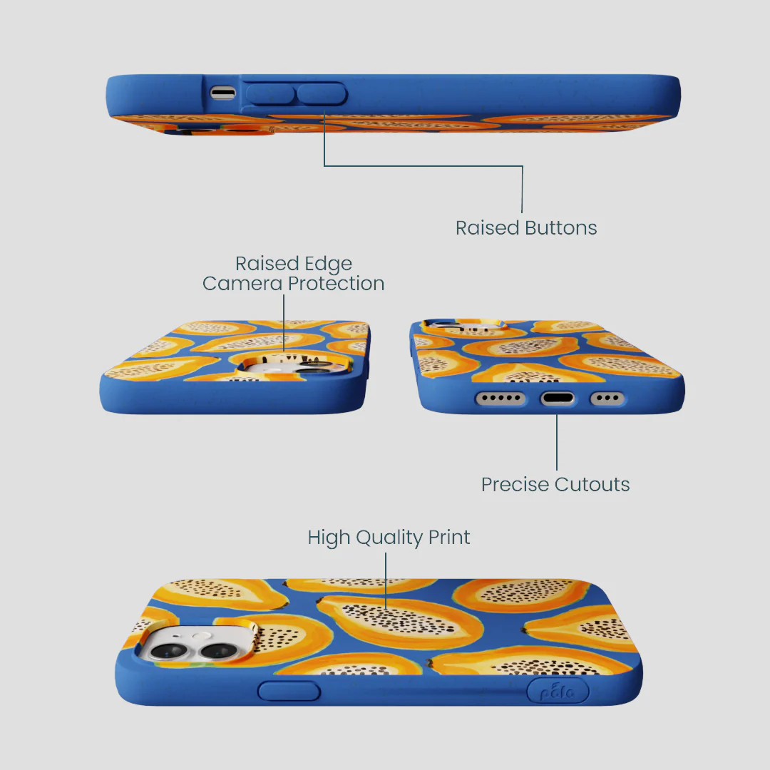 Electric Blue Juicy Papayas iPhone 12/ iPhone 12 Pro Case - Image 3