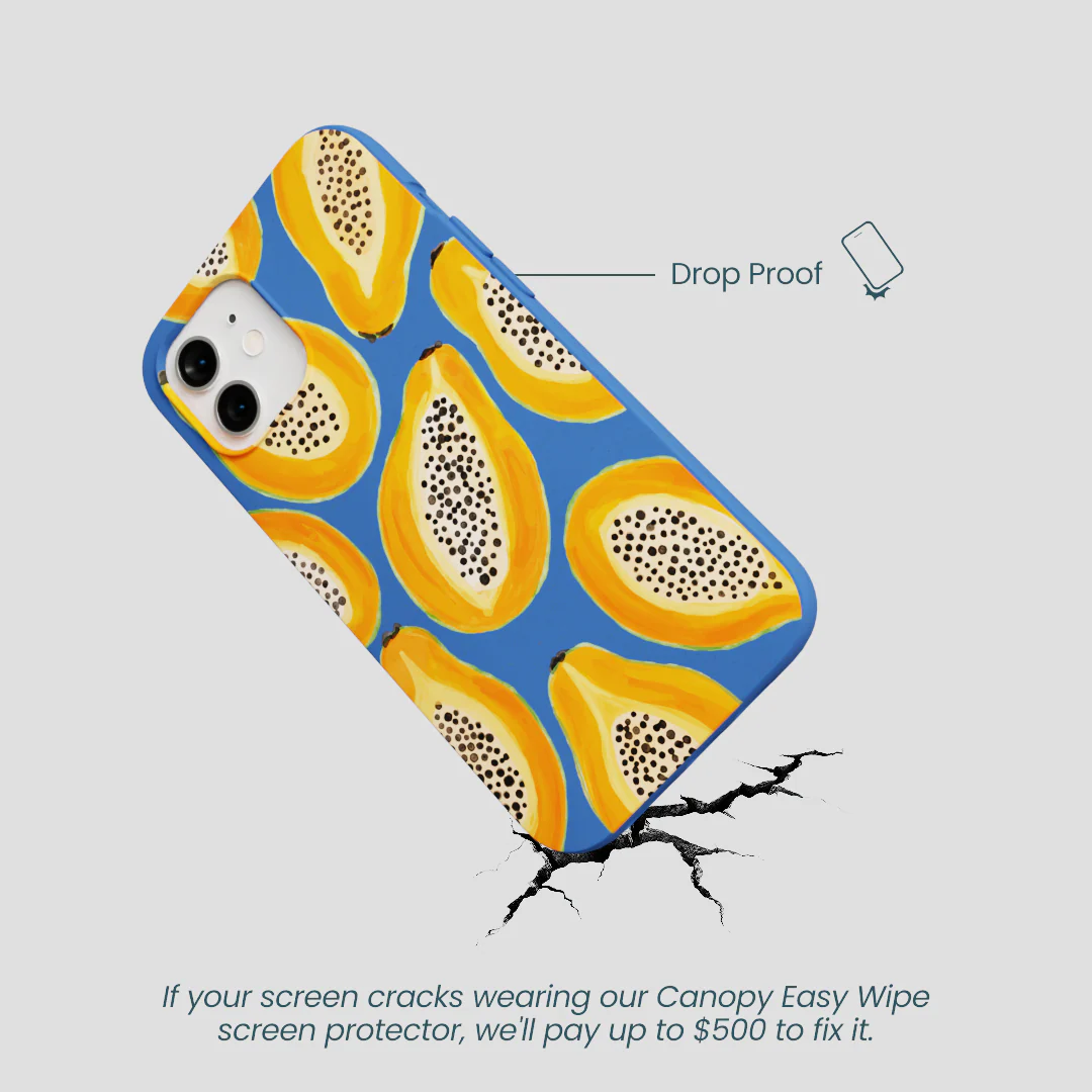 Electric Blue Juicy Papayas iPhone 12/ iPhone 12 Pro Case - Image 5