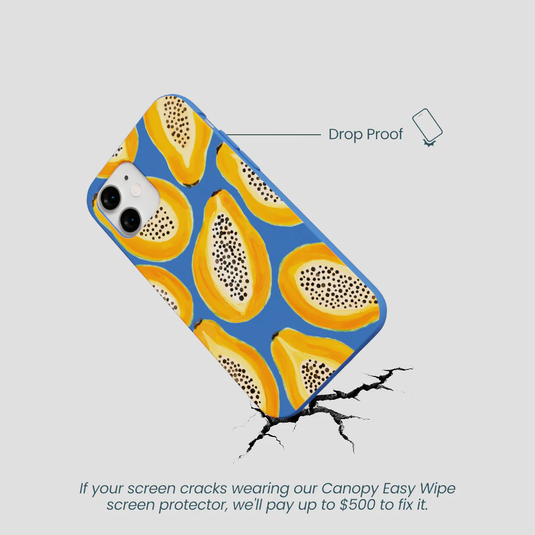 Electric Blue Juicy Papayas iPhone 12 Mini Case - Image 5