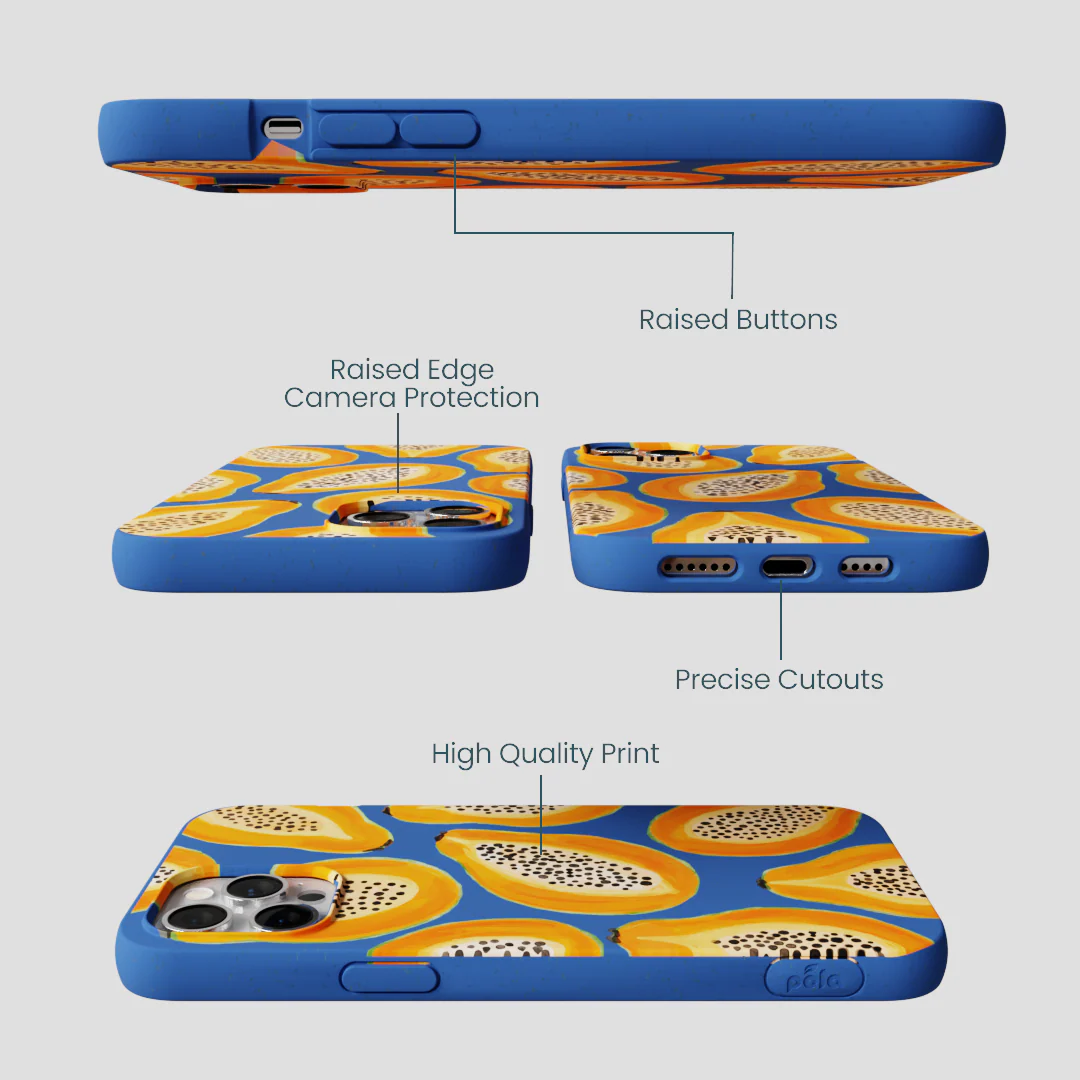 Electric Blue Juicy Papayas iPhone 12 Pro Max Case - Image 3